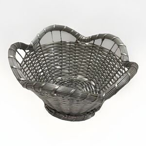 Vintage Metal Wire Basket Woven Aluminum Farmhouse Decor Bowl 9x5 Rustic EUC